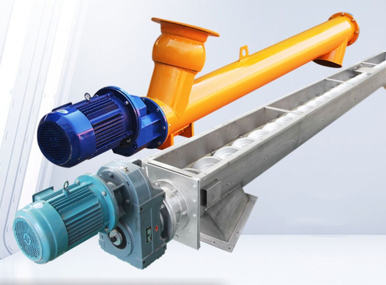 Orange Auger Screw Conveyor Powder Conveying Equipment With Hopper